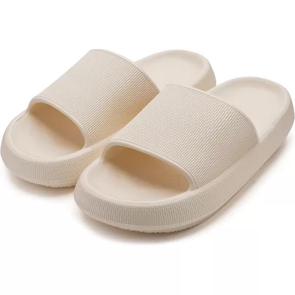 imageWHITIN Pillow Slippers for Women Non Slip  Cushioned Thick Sole Slides  Quick Drying Bathroom SandalsBeige
