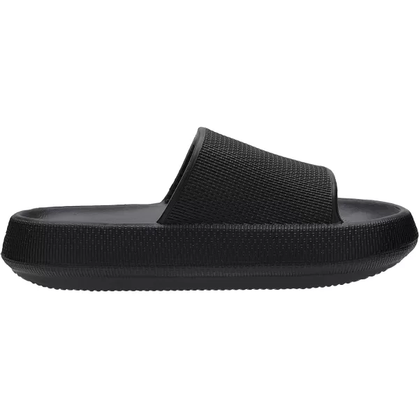 imageWHITIN Pillow Slippers for Women Non Slip  Cushioned Thick Sole Slides  Quick Drying Bathroom SandalsBlack