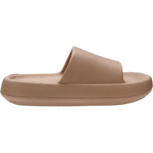 imageWHITIN Pillow Slippers for Women Non Slip  Cushioned Thick Sole Slides  Quick Drying Bathroom SandalsBrown