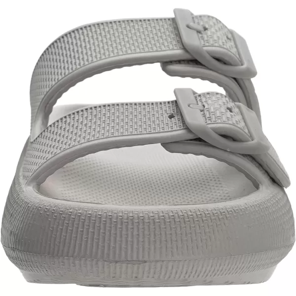 imageWHITIN Slides for Women Men Double Buckle Adjustable Thick Sole Pillow Slippers Bathroom SandalsGrey