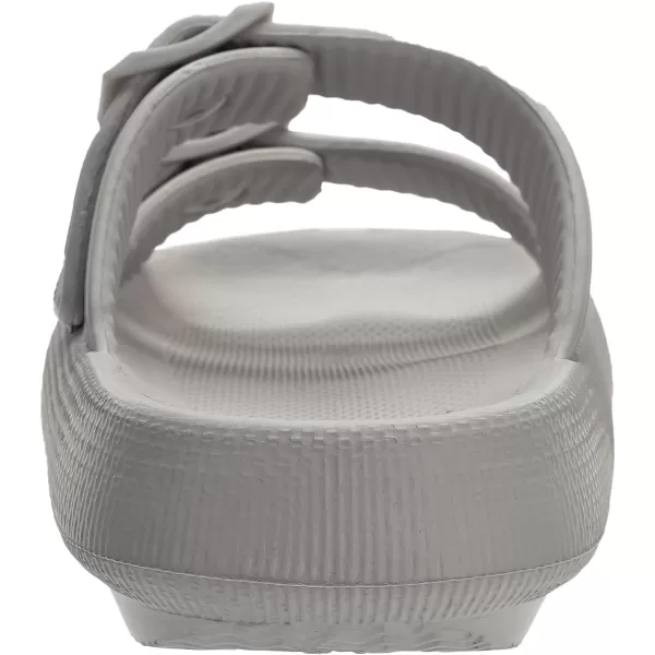 imageWHITIN Slides for Women Men Double Buckle Adjustable Thick Sole Pillow Slippers Bathroom SandalsGrey