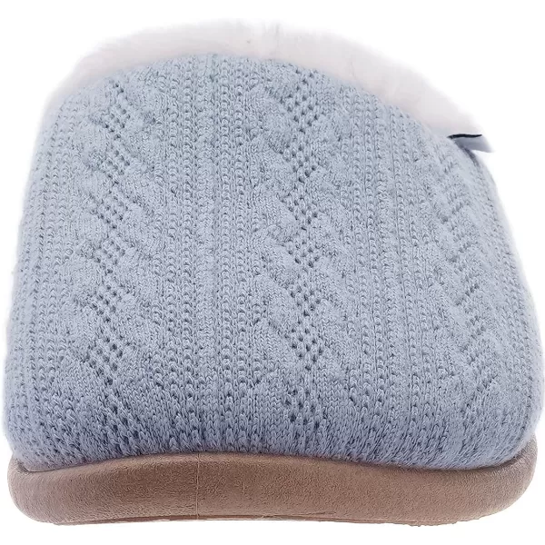 imageWHITIN Women Arch Support Fuzzy Knitted Slipper Warm Fluffy Slip On House ShoesBlue