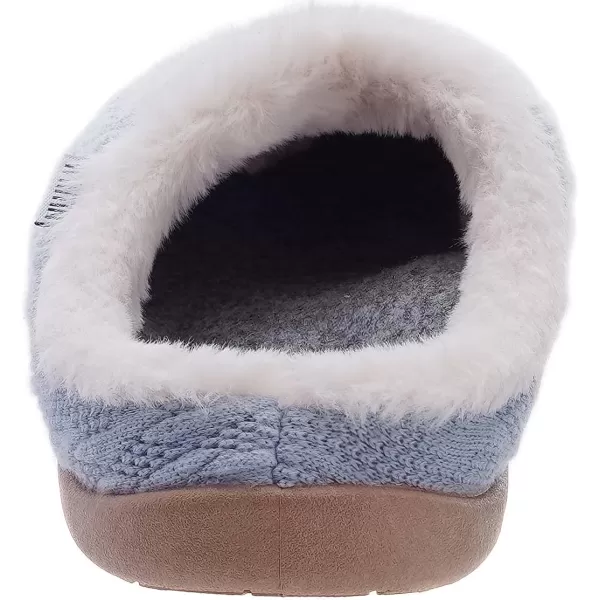 imageWHITIN Women Arch Support Fuzzy Knitted Slipper Warm Fluffy Slip On House ShoesBlue
