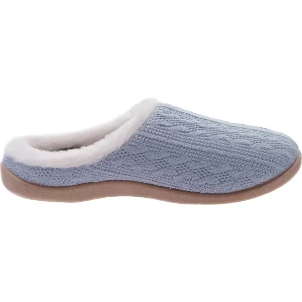 imageWHITIN Women Arch Support Fuzzy Knitted Slipper Warm Fluffy Slip On House ShoesBlue