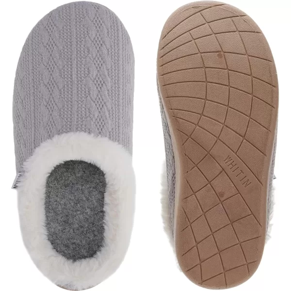 imageWHITIN Women Arch Support Fuzzy Knitted Slipper Warm Fluffy Slip On House ShoesGrey