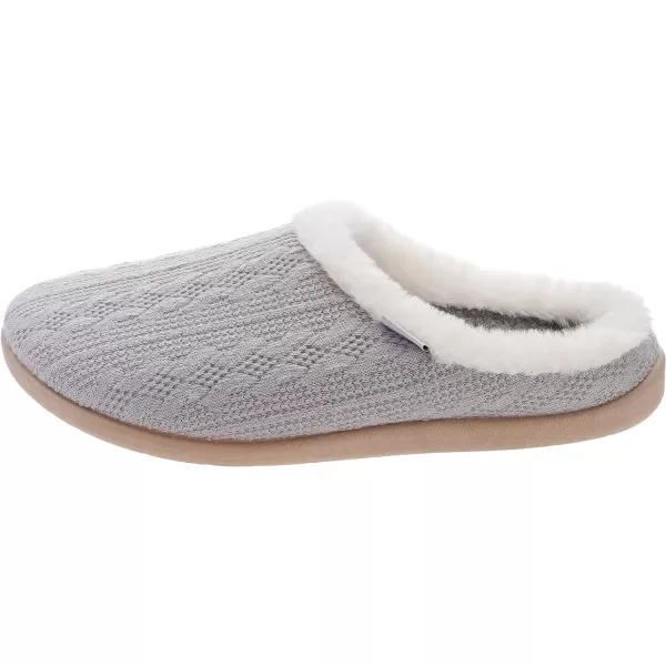 imageWHITIN Women Arch Support Fuzzy Knitted Slipper Warm Fluffy Slip On House ShoesGrey