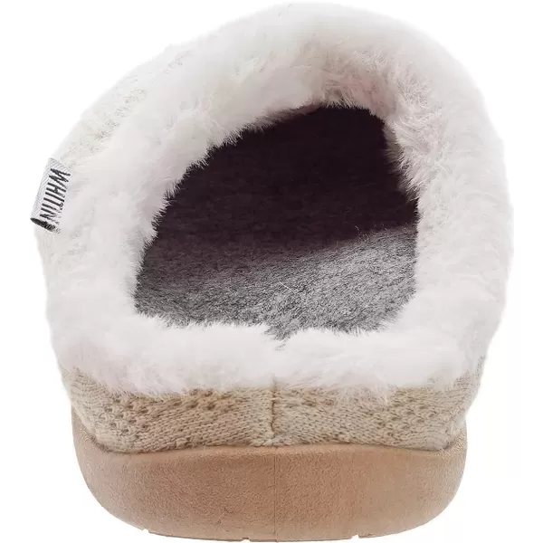 imageWHITIN Women Arch Support Fuzzy Knitted Slipper Warm Fluffy Slip On House ShoesOatmeal