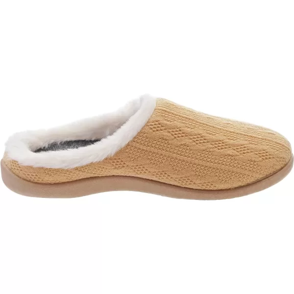 imageWHITIN Women Arch Support Fuzzy Knitted Slipper Warm Fluffy Slip On House ShoesYellow
