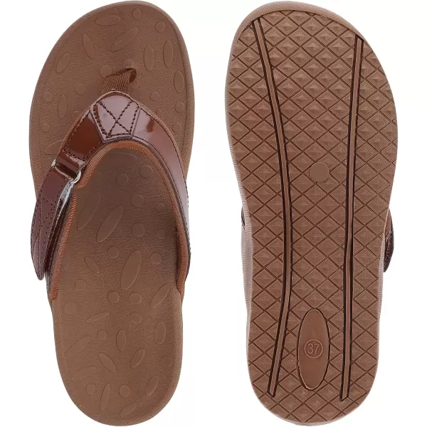 imageWHITIN Womens Flip Flops Thong Sandals  Orthotic Arch Support  Soft Toe Post  Deep Heel CupAdjustable Brown
