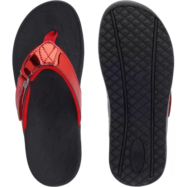 imageWHITIN Womens Flip Flops Thong Sandals  Orthotic Arch Support  Soft Toe Post  Deep Heel CupAdjustable Red