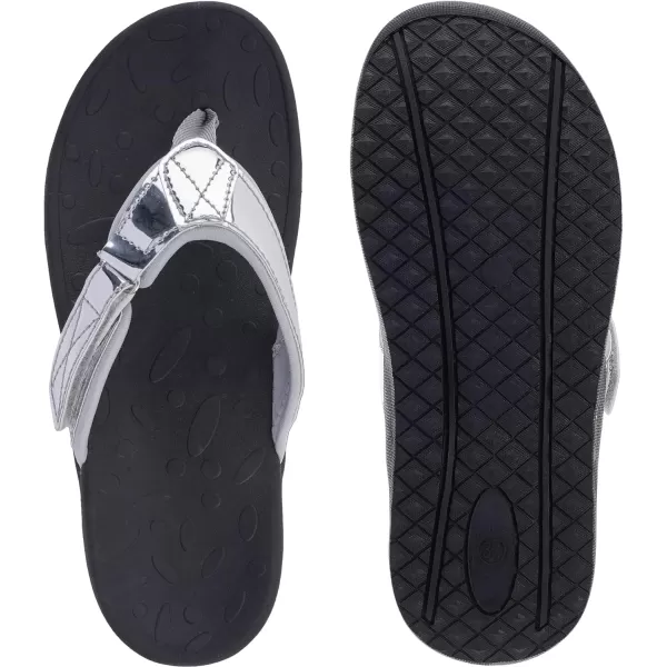 imageWHITIN Womens Flip Flops Thong Sandals  Orthotic Arch Support  Soft Toe Post  Deep Heel CupAdjustable Silver