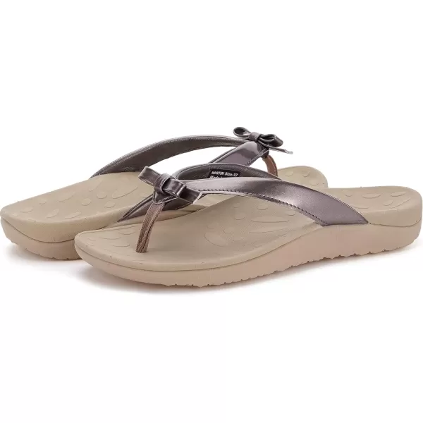 imageWHITIN Womens Flip Flops with Concealed Orthotic Arch Support Slip Resistant Outdoor Walking House Sport Bow Thong Sandals Size 8 Ladies Waterproof Sandles Female Flat Beach Shoes Bchampagne 39WHITIN Womens Flip Flops with Concealed Orthotic Arch Support Slip Resistant Outdoor Walking House Sport Bow Thong Sandals Size 8 Ladies Waterproof Sandles Female Flat Beach Shoes Bchampagne 39
