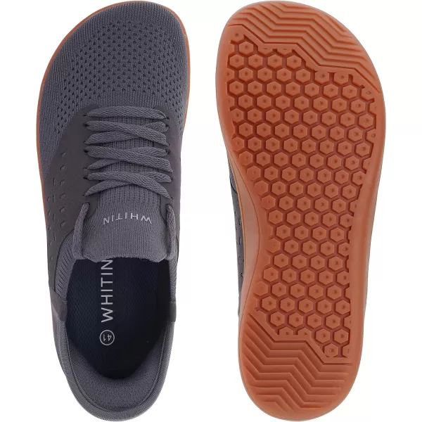 imageWHITIN Womens Hands Free Slip Ins  Wide Barefoot Shoes with Zero Drop SoleDark Grey