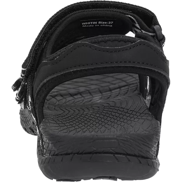 imageWHITIN Womens Hiking Sandals with Arch Support  Adjustable Hook and Loop Straps  Durable Sport Sandals for Outdoor AdventureC51  Blackwhite