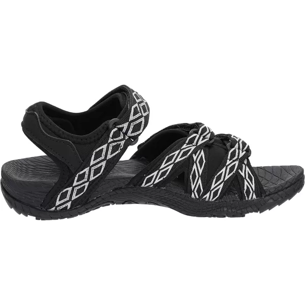 imageWHITIN Womens Hiking Sandals with Arch Support  Adjustable Hook and Loop Straps  Durable Sport Sandals for Outdoor AdventureC51  Blackwhite