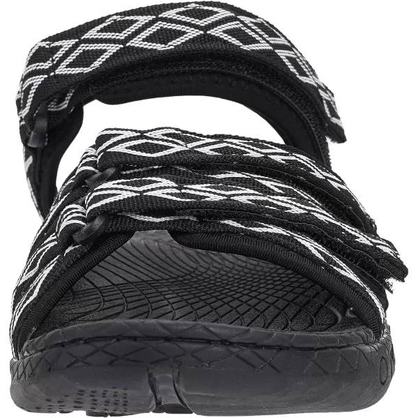 imageWHITIN Womens Hiking Sandals with Arch Support  Adjustable Hook and Loop Straps  Durable Sport Sandals for Outdoor AdventureC51  Blackwhite