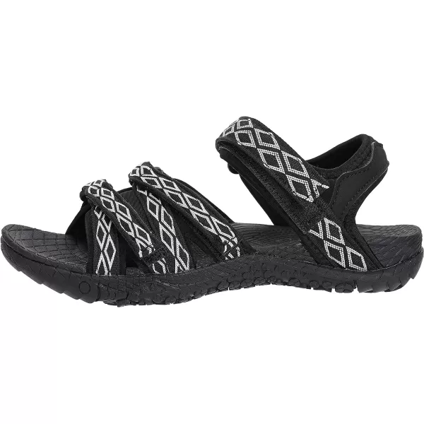 imageWHITIN Womens Hiking Sandals with Arch Support  Adjustable Hook and Loop Straps  Durable Sport Sandals for Outdoor AdventureC51  Blackwhite