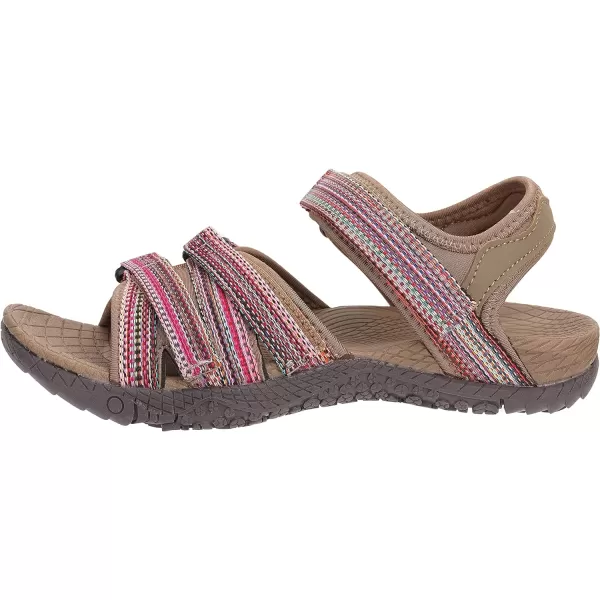 imageWHITIN Womens Hiking Sandals with Arch Support  Adjustable Hook and Loop Straps  Durable Sport Sandals for Outdoor AdventureC51  Brownred
