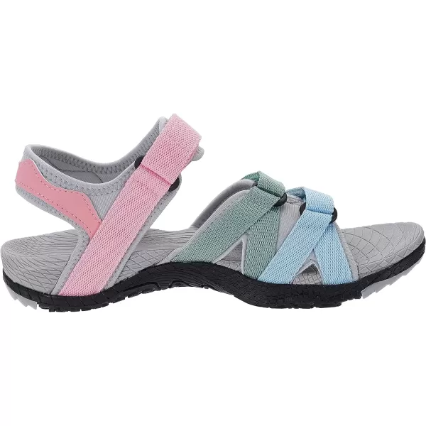 imageWHITIN Womens Hiking Sandals with Arch Support  Adjustable Hook and Loop Straps  Durable Sport Sandals for Outdoor AdventureC51  Colormulti