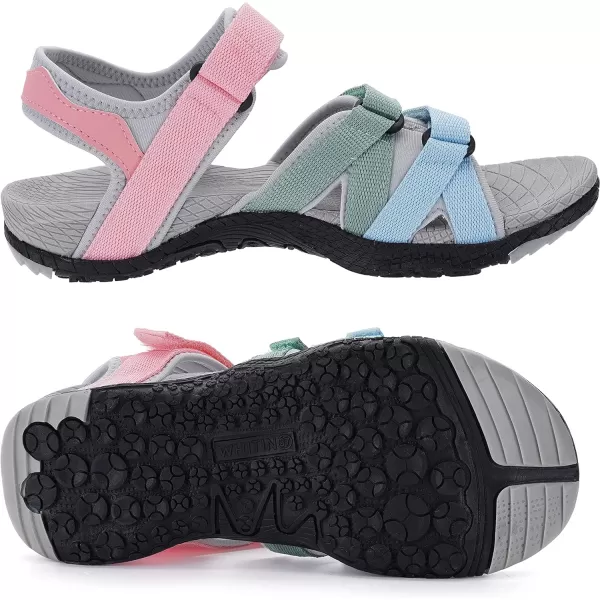 imageWHITIN Womens Hiking Sandals with Arch Support  Adjustable Hook and Loop Straps  Durable Sport Sandals for Outdoor AdventureC51  Colormulti