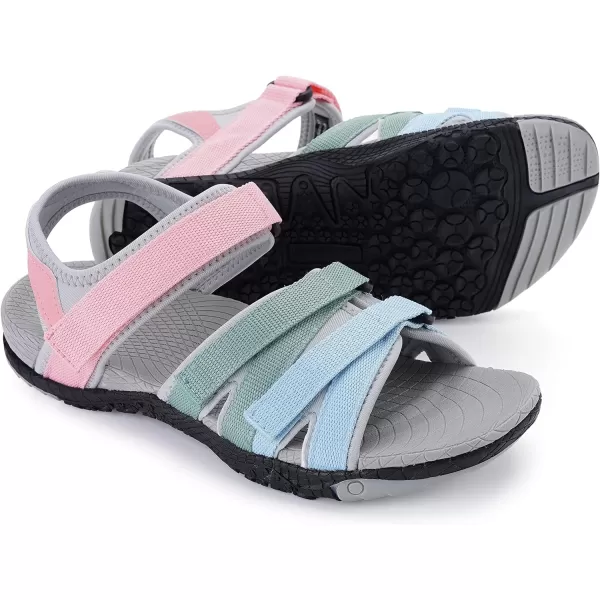 imageWHITIN Womens Hiking Sandals with Arch Support  Adjustable Hook and Loop Straps  Durable Sport Sandals for Outdoor AdventureC51  Colormulti
