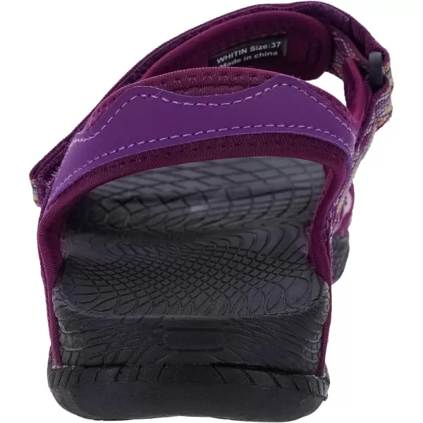 imageWHITIN Womens Hiking Sandals with Arch Support  Adjustable Hook and Loop Straps  Durable Sport Sandals for Outdoor AdventureC51  Darkpurple