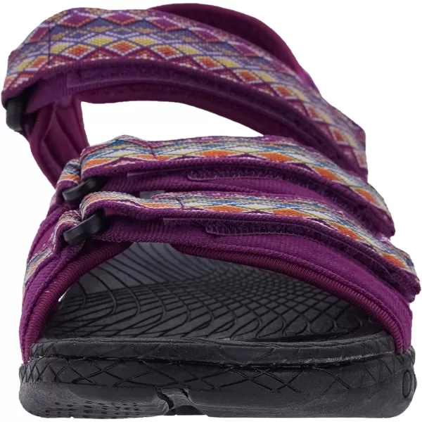 imageWHITIN Womens Hiking Sandals with Arch Support  Adjustable Hook and Loop Straps  Durable Sport Sandals for Outdoor AdventureC51  Darkpurple