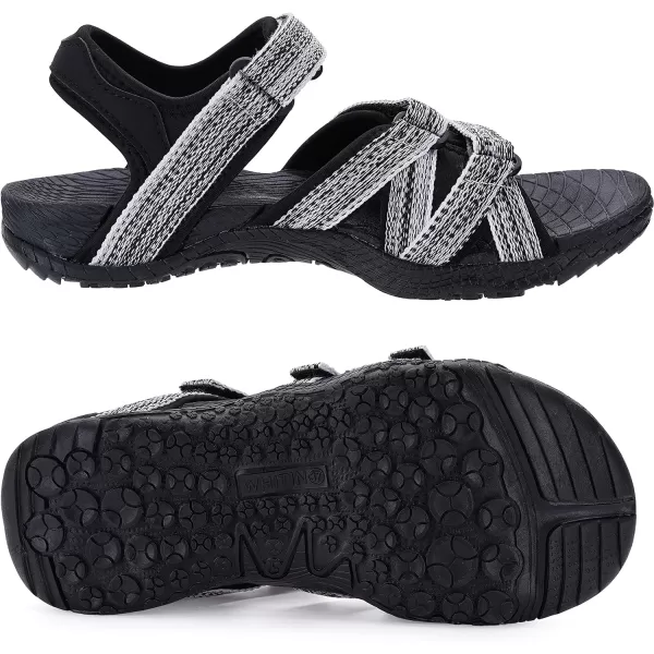 imageWHITIN Womens Hiking Sandals with Arch Support  Adjustable Hook and Loop Straps  Durable Sport Sandals for Outdoor AdventureC51  Whitemulti