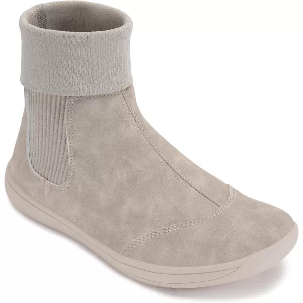 imageWHITIN Womens Minimalist Barefoot Chelsea Boots  Stacked Socklike Cuffs  Wide WidthW821  All Beige