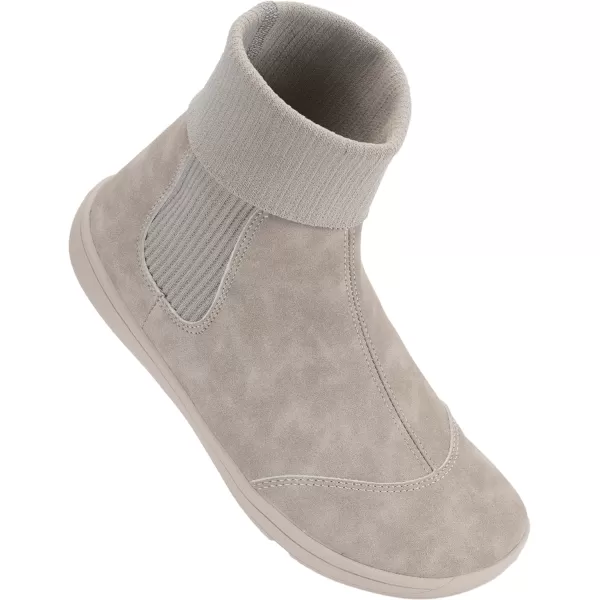 imageWHITIN Womens Minimalist Barefoot Chelsea Boots  Stacked Socklike Cuffs  Wide WidthW821  All Beige