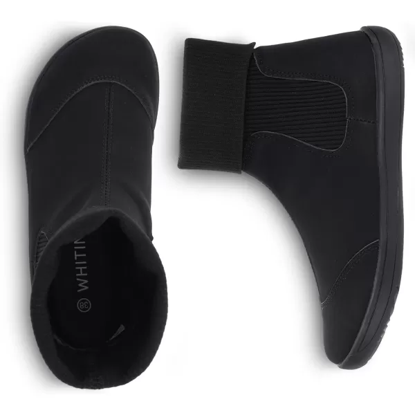 imageWHITIN Womens Minimalist Barefoot Chelsea Boots  Stacked Socklike Cuffs  Wide WidthW821  All Black