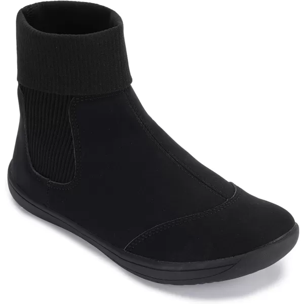 imageWHITIN Womens Minimalist Barefoot Chelsea Boots  Stacked Socklike Cuffs  Wide WidthW821  All Black
