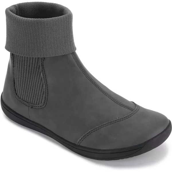 imageWHITIN Womens Minimalist Barefoot Chelsea Boots  Stacked Socklike Cuffs  Wide WidthW821  Grey
