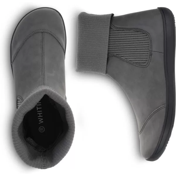 imageWHITIN Womens Minimalist Barefoot Chelsea Boots  Stacked Socklike Cuffs  Wide WidthW821  Grey