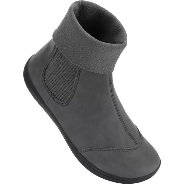 imageWHITIN Womens Minimalist Barefoot Chelsea Boots  Stacked Socklike Cuffs  Wide WidthW821  Grey