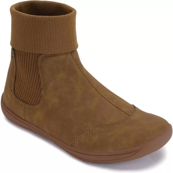 imageWHITIN Womens Minimalist Barefoot Chelsea Boots  Stacked Socklike Cuffs  Wide WidthW821  Light Brown