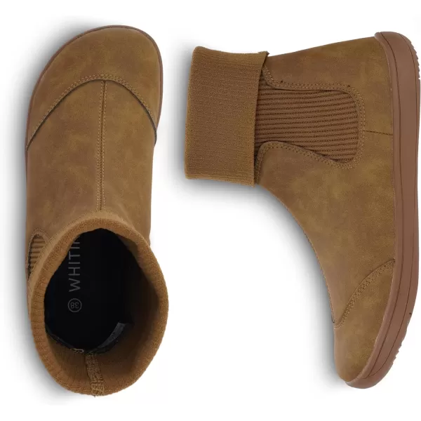 imageWHITIN Womens Minimalist Barefoot Chelsea Boots  Stacked Socklike Cuffs  Wide WidthW821  Light Brown