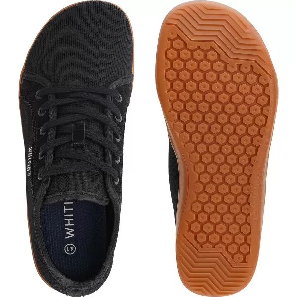 imageWHITIN Womens Minimalist Barefoot Shoes  Zero Drop Sole  Wide Width Fashion SneakerW81  Black Gum