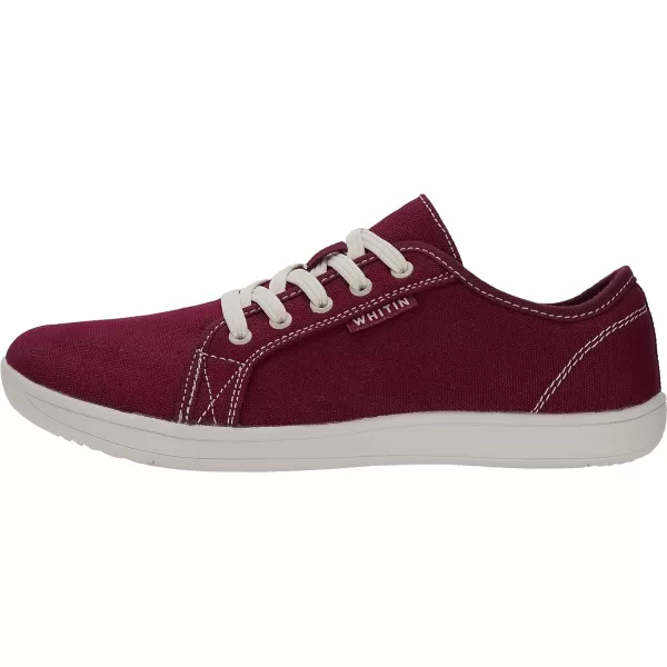 imageWHITIN Womens Minimalist Barefoot Shoes  Zero Drop Sole  Wide Width Fashion SneakerW81v2 Canvas  Burgundy
