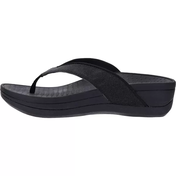 imageWHITIN Womens Platform Flip Flops  Orthotic Arch Support  Soft Toe Post  Wedge Thong SandalsC30  Sequins Black
