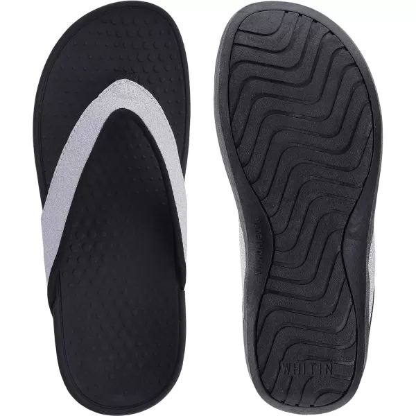 imageWHITIN Womens Platform Flip Flops  Orthotic Arch Support  Soft Toe Post  Wedge Thong SandalsC30  Sliver