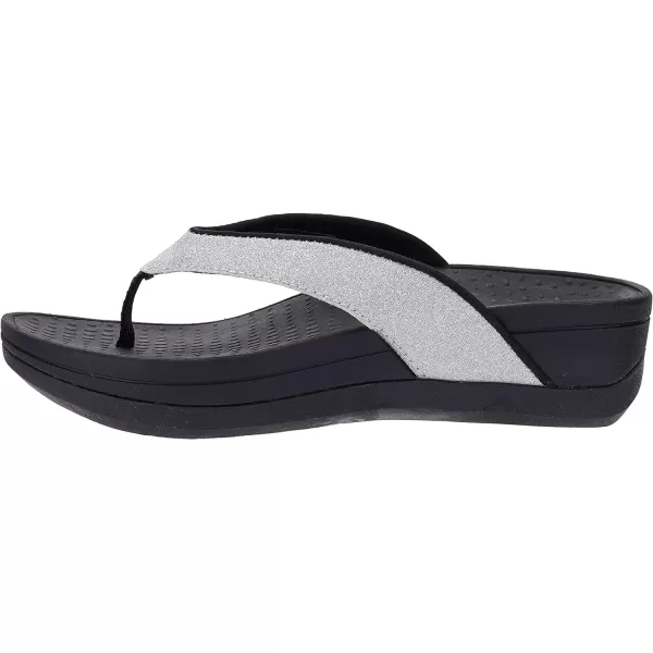imageWHITIN Womens Platform Flip Flops  Orthotic Arch Support  Soft Toe Post  Wedge Thong SandalsC30  Sliver
