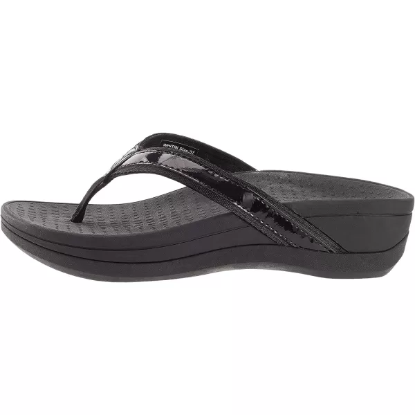 imageWHITIN Womens Platform Flip Flops  Orthotic Arch Support  Soft Toe Post  Wedge Thong SandalsC31  All Black