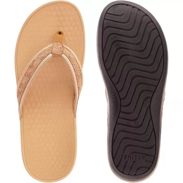 imageWHITIN Womens Platform Flip Flops  Orthotic Arch Support  Soft Toe Post  Wedge Thong SandalsC31  Cork Brown