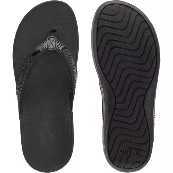 imageWHITIN Womens Platform Flip Flops  Orthotic Arch Support  Soft Toe Post  Wedge Thong SandalsC32  Black