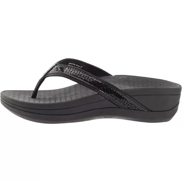 imageWHITIN Womens Platform Flip Flops  Orthotic Arch Support  Soft Toe Post  Wedge Thong SandalsC32  Black