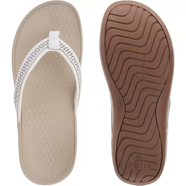 imageWHITIN Womens Platform Flip Flops  Orthotic Arch Support  Soft Toe Post  Wedge Thong SandalsC32  White