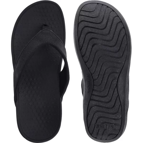 imageWHITIN Womens Platform Flip Flops with Arch Support  Deep Heel Cup  Soft Toe Post Wedge SandalsC30  Crystal Black