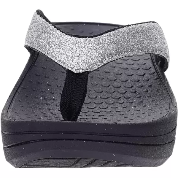 imageWHITIN Womens Platform Flip Flops with Arch Support  Deep Heel Cup  Soft Toe Post Wedge SandalsC30  Crystal Grey