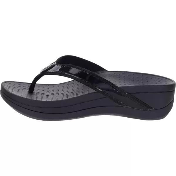 imageWHITIN Womens Platform Flip Flops with Arch Support  Deep Heel Cup  Soft Toe Post Wedge SandalsC31  Pu Black